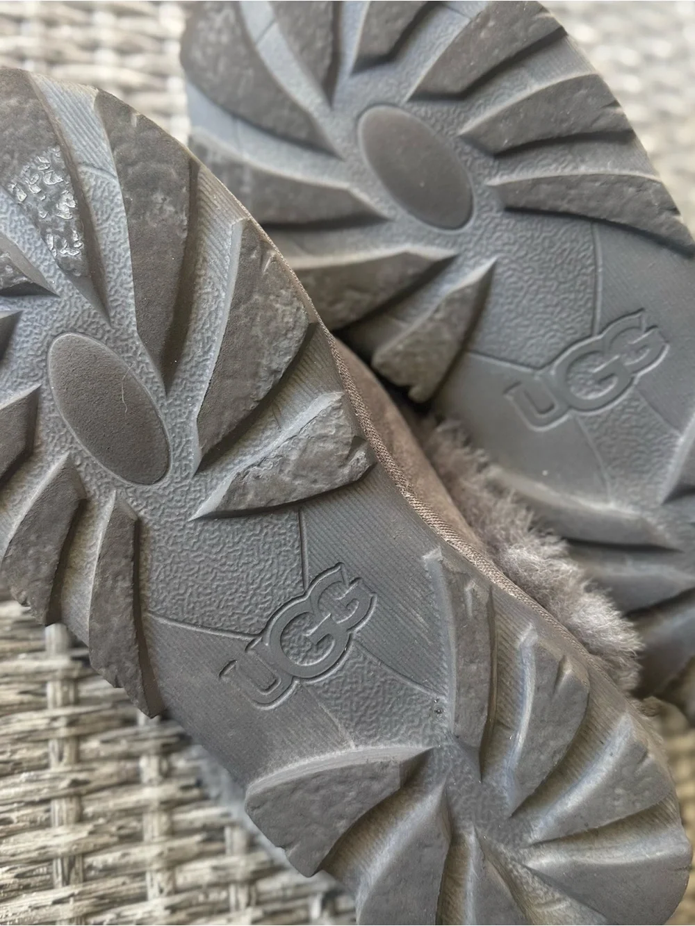 UGG® Coquette Genuine Shearling Lined Slipper (Women)  color Grey , size 7